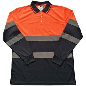 Hi Vis Lange Mouwen Veiligheid Shirt Reflecterende Twee Tone Oranje Navy Werk Shirt