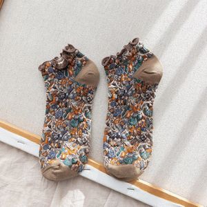 Print Katoen Vrouw Sokken Zomer Harajuku Retro Korte Sokken Koreaanse Japanse Stijl Kawaii Leuke Low Cut Ankle Sok Slippers