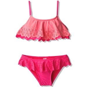 Meisje Badpak Kids Hollow Out Tweedelige kinderen Badmode Split Meisje Bikini Set Ruche Badpak 5- 12 jaar Zwemkleding