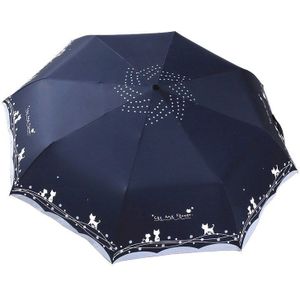Bloemen En Kat Paraplu Regen Vrouwen Winddicht Ultra Uv Zon Regen Automatische 3Foldding Lady Paraplu Parasol