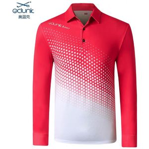 Keuze voor mannen golf shirt stippen verandering lange mouw polyester quick dry herfst sportwear rood groen kleur S ~ XXL