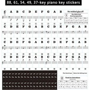 49/61 Elektronische Keyboard Piano Sticker Transparant 88 Stave Note Sticker Voor Witte Toetsen Training Tools