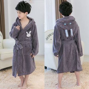 Unisex Katoen Badjas Kids Baby Warm kinderen Badjas Dikke kinderen Baby Hooded Kimono Handdoek Fleece Pyjama Night Gown