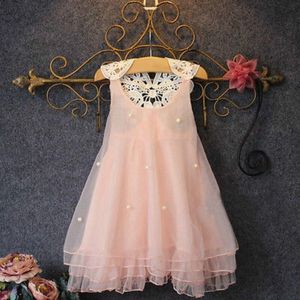 baby meisje kleding parel chiffon jurk elegante baby meisjes party jurk parel kant tulle baljurk formele tutu jurk roze 2-6 T