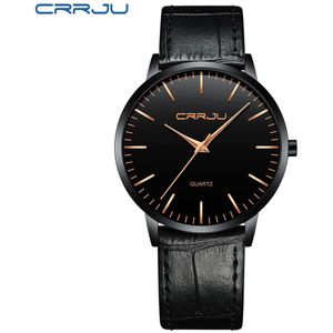 7Mm Ultra Dunne Mannen Horloges Top Luxe Crrju Mannen Quartz Horloge Casual Sport Horloges Zakelijke Lederen mannelijke Horloge
