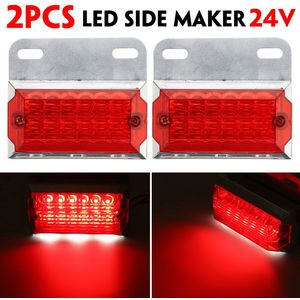 2 Stuks 24V 15 Led Zijmarkeringslichten Auto Externe Lichten Squarde Waarschuwing Achterlicht Signaal Lampen Auto Trailer vrachtwagen Vrachtwagen Rood