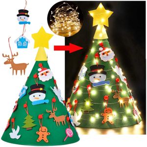 Led Strip Vilt Kerstboom Set Xmas Opknoping Ornamenten Xmas Voor Kinderen Jaar Kerstversiering Peuters