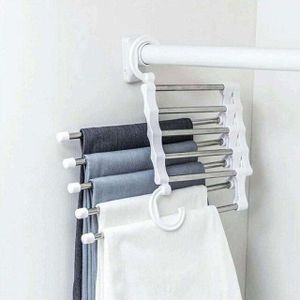 Duurzaam Sjaal Hanger Intrekbare Roestvrij Staal Stevige Kleerhanger Rack Plastic Abs Broek Hanger Volwassenen Space Saver Wit