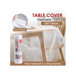 20Pcs Waterdicht Wegwerp Tafelkleed Film Dikker Eettafel Cover Doek Olie-Proof 180X180Cm Een Off tafel Pe Doek Duurzaam