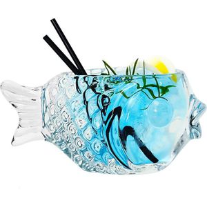 Creatieve 3D Transparante Vis Vorm Bar Cocktail Glas Party Dikke Zware Mooie Smoothies Kom Beker Koud Drankje Tiki Glazen Mok