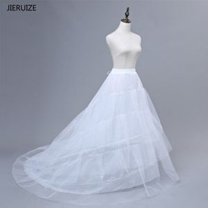 Jieruize Witte Petticoat Trein Crinoline Onderrok 3-Lagen Voor Trouwjurken Bruidsjurken