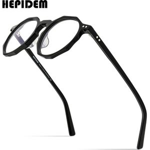 HEPIDEM Acetaat Bril Mannen Retro Vintage Polygon Brillen Frame Vrouwen Bijziendheid Optische Recept Bril Eyewear 9161
