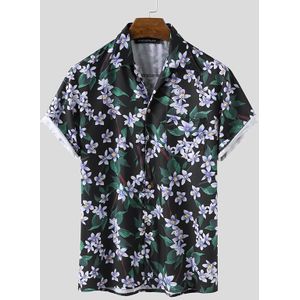 Bloem Gedrukt Mannen Hawaiian Shirt Strand Knop Korte Mouwen Tops Ademende Zomer Casual Camisa Streetwear Incerun