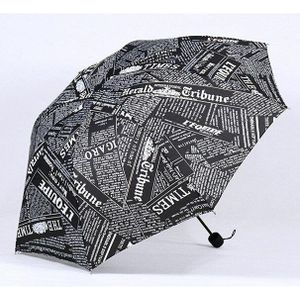 Olieverf Krant Patroon Regen Paraplu Winddicht Reizen Mannen Paraplu Drie Vouwen Metalen Compact Vrouwen Paraplu