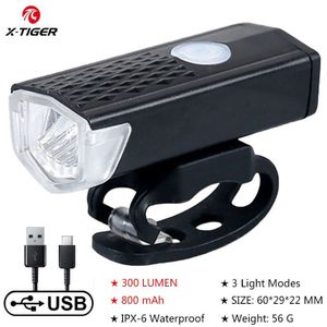 X-TIGER Fietslicht Mtb Bike Front Lamp IPX6 Waterdicht 800 Mah Usb Oplaadbare Fiets Zaklamp Met Achterlicht Accessoires