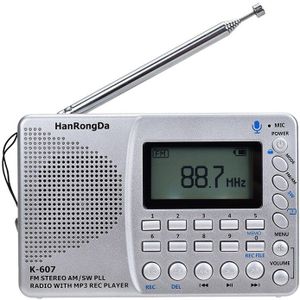 Draagbare Fm/Am/Sw Radio Volledige Band Ontvanger Muziekspeler Recorder Met 3.5 Mm Koptelefoonaansluiting Ondersteuning Tf card Aux