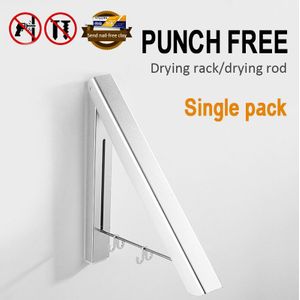 Droogrek Badkamer Balkon Muur Opknoping Kledingrek Droogrekken Punch-Gratis Ruimte Aluminium Opvouwbare Onzichtbare Verdikking