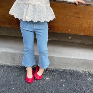 Meisjes 2022 Lente Herfst Split Jeans Kids Boot Cut Baby Meisje Leuke Slanke All-Wedstrijd Denim Flared Broek
