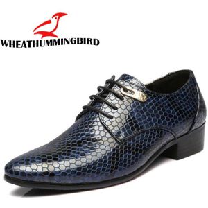 Mannen Bruiloft Mannen Kleding Schoenen Imiteren Snake Leather Mannen Oxford Schoenen Lace Up Casual Zakelijke Mannen Puntige Schoenen LE-63Z