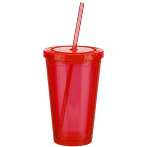 500Ml Reizen Mok Met Stro Herbruikbare Smoothie Plastic Iced Tumbler Dubbelwandige Ijs Koud Drankje Koffie Sap Thee cup