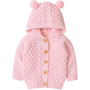 Peuter Baby Kids Jongen Meisjes Gebreide Jas Trui Katoen Gebreide Baby Kids Oor Hooded Uitloper Winter Trui Vest 6- 24M
