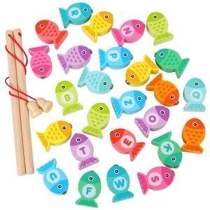 Brief Nummer Spel Educatief Speelgoed Vis Houten Magnetische Vissen Speelgoed Set Vis Ouder-kind Uitwisseling Interactieve Speelgoed