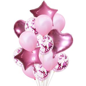 14Pcs Transparante Ster Hart Latex Ballon Gelukkige Verjaardag Rose Gold Helium Ballon Bruiloft Decor Levert Gezellige