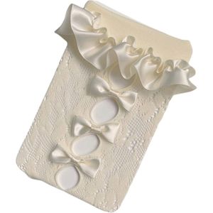 Pudcoco Meisje Kousen Effen Kleur Kant Holle-Out Strik Decor Ruffle Trim Peuter Kid Meisje Mid-Buis kousen 1-5Years Oude