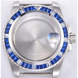 Nieuw! 40 Mm 316L Diamond Watch Case Fit Eta 2836 Beweging Met Sapphire Crystal