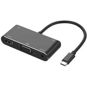 5 In 1 Usb C Naar Hdmi Adapter 4K Type-C Naar Hdmi/Vga/O/usb 3.0 Poort + Usb C Poort (Pd) converter Voor Laptop Nintend Schakelaar