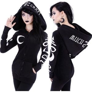Vrouwen Hoodie Lange Mouw Sportkleding Gothic Punk Sport Retro Zip Capuchon Mode Trendy