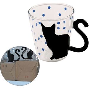 Grote Goedkope Leuke Creatieve Kat Kitty Glas Mok Cup Kopje Thee Melk Koffie Muziek/Dots/Engels Woorden home Office Cup