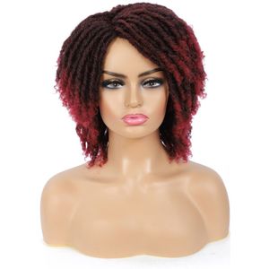 Dreadlock Pruik Gevlochten Twist Zwart Bruin Rood Hoge Temperatuur Fiber Korte Haak Locs Synthetisch Haar Pruiken Voor Zwarte Vrouwen Pruik