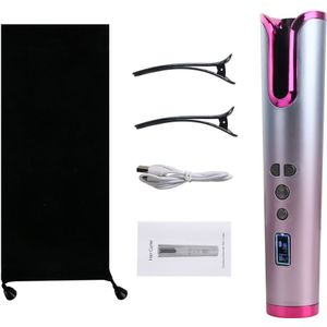 Draadloze Automatische Hair Curler Draadloze Draagbare Haar Ijzer Krultang Golven Usb Oplaadbare Lcd Display Snelle Verwarming Keramische Krullend