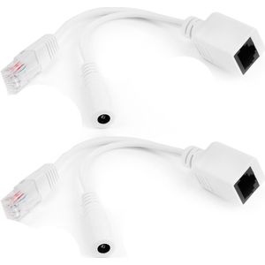 2 Stuks Wit Poe Standaard Power Over Ethernet Poe Adapter Extractor Splitter Aansluitkabels Voor 100BASE-T En 10BASE-T Netwerk