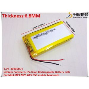 1 stks/partij 683566 3.7 V lithium polymeer batterij 3000 mah DIY mobiele noodstroom opladen schat batterij