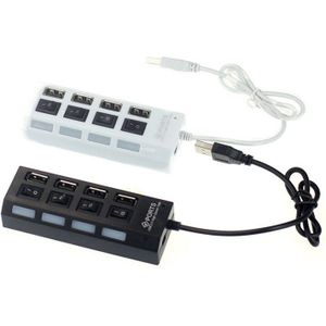 Brand USB 2.0 4 Port Aan/Uit Schakelaar LED Hub voor PC Laptop Notebook