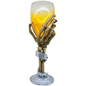3D Carving Fijne Gouden Glasdrinkbeker Ghost Skull Base Resin Skeleton Grote Clutch Cup Wijn Geesten