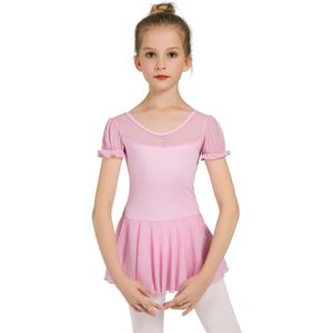 Meisjes Ballet Bodysuit Kinderen Roze Dans Turnpakje Korte Mouwen Gymnastiek Dragen Kinderen ballet dancewear jumpsuit