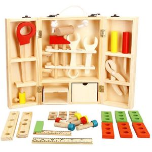Draagbare Baby Houten Simulatie Onderhoud Set Repair Tool Case Cartoon Speelgoed Jongen Educatief Interactief Leren Puzzel Speelgoed