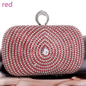 Vrouwen Avond Water Crystal Handgemaakte Tassen Keten Schouder Handtassen Ringen Metalen Diamant Koppelingen Purse Wedding Party