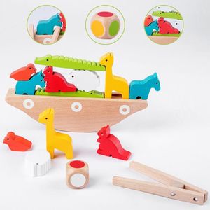 Kids Houten Dier Blokken Balans Boot Wip Stapelen Spel Vroege Educatief Speelgoed Stapelen Spel Speelgoed Perfecte Voor Kinderen