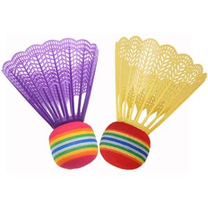 10 Stuks Badminton Eva Regenboog Bal Hoofd Nylon Badminton Veren Voor Kinderen Spel Sport Entertainment Met Transparante Vat