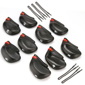 9 Stks/set Golf Club Head Covers Pvc Rubber Golf Club Iron Head Covers Protectors 3-SW Fit Alle Irons Black Headcovers