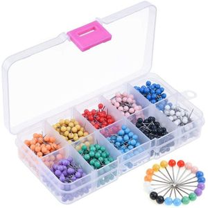 1000 Stuks 1/8 inch Kaart Push Pins Kaart Kopspijkers met Plastic Ronde Hoofden en Stalen Naald Punten 10 Kleuren (elke Kleur 100 PCS)