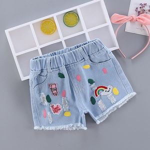 Zomer Jeans Meisje Regenboog Patroon Jeans Kinderen Meisje Casual Stijl Kinderen Shorts Jeans Tiener Kinderen Jeans Kleding 2 4 6 8