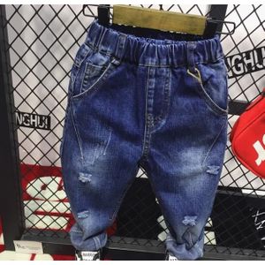 Baby Jeans Kinderen Effen Kleur Ripped Jeans Jongens Lente En Herfst Straight Elastische Taille Jeans