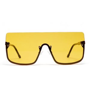 Oversized Vierkante Zonnebril Vrouwen Luxe Vintage Randloze Half-frame Vrouwelijke Gele Zonnebril Gradiënt Goggle