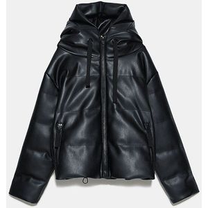 Aorryvla Vrouwen Winter Jas Zwart Capuchon Pu Leren Jassen Korte Lengte Rits Famale Casual Katoenen Parka