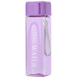 Transparante Eenvoudige Vierkante Water Cup Draagbare Outdoor Koud Water Fles Voor Vrouwen Lekvrije Anti-Fall Student Sport plastic Bekers